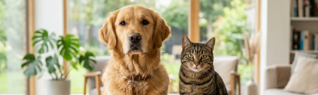 Hund und Katze harmonisch zusammen